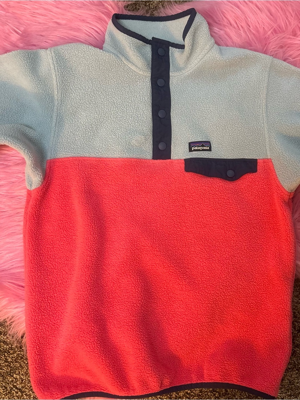 Patagonia Kids Lightweight Synchilla Snap-T Fleece Range Pink Blue XL